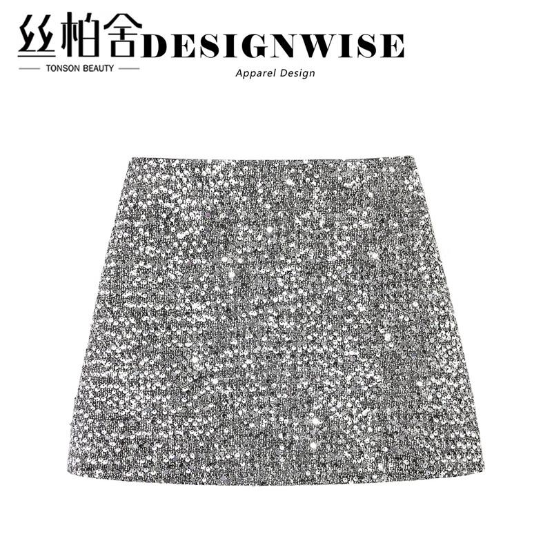 Women s Sequin High-Waist A-Line Mini Skirt S