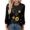 Women's Fashion Casual Round Neck 3/4 Sleeve Loose  Printed T-Shirt Ladies Top