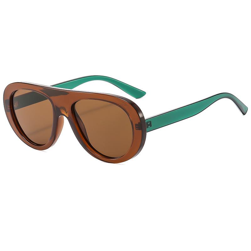 Retro Large Frame Round Face Thin Toad Glasses Men'S And Women'S Tide Single Beam Sunglasses Men'S Sunglasses Women