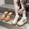 Retro thick-soled warm casual women's snow boots autumn and winter fashionable simple and versatile fur integrated Northeast cotton shoes