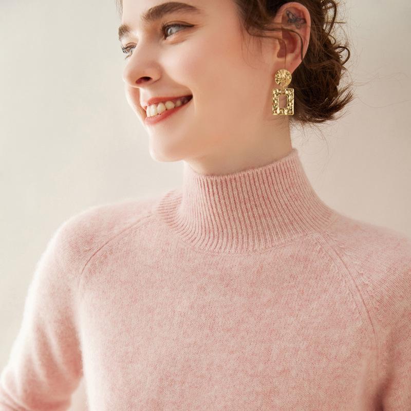 Women's Cashmere Half-High Collar Sweater - Thickened Wool Knit Base Layer for Autumn/Winter