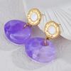Personalized Round Purple Pendant Earrings for Women