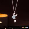 Natürlicher Quarzkristall süße Kaninchen Halskette s925 Sterling Silber eingelegt mit Liebe Granat Topas Nischen-Design Schlüsselbein Kette Damen