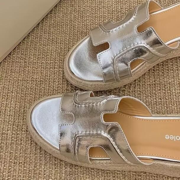 Grape Mother Studiolee Increased by 6cm~ Ruth Has the Same Retro One-word Thick-bottomed Slope Heel H Cool Slippers for Women's Summer