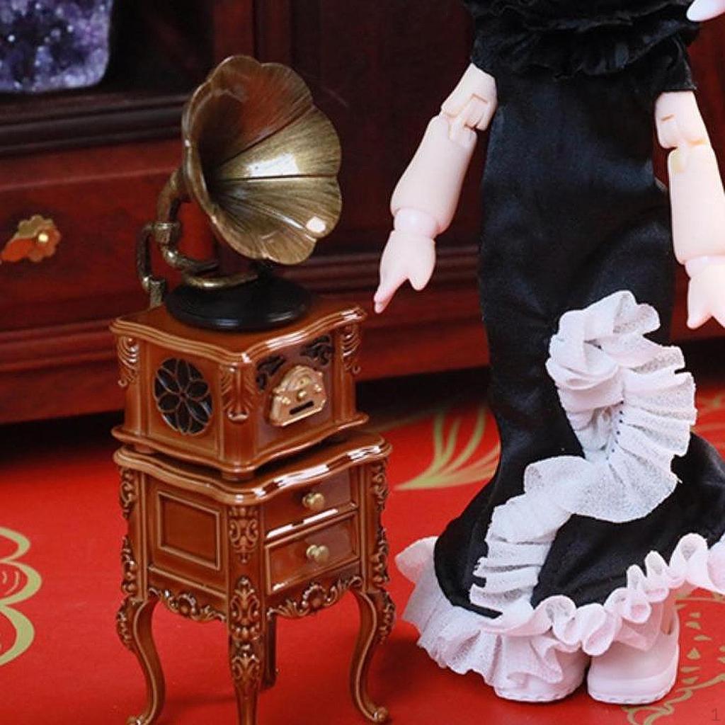 Puppenhaus Grammophon Modell, Rollenspiel Szene Foto Requisiten, Puppenhaus Phonograph Mini Möbelmodell