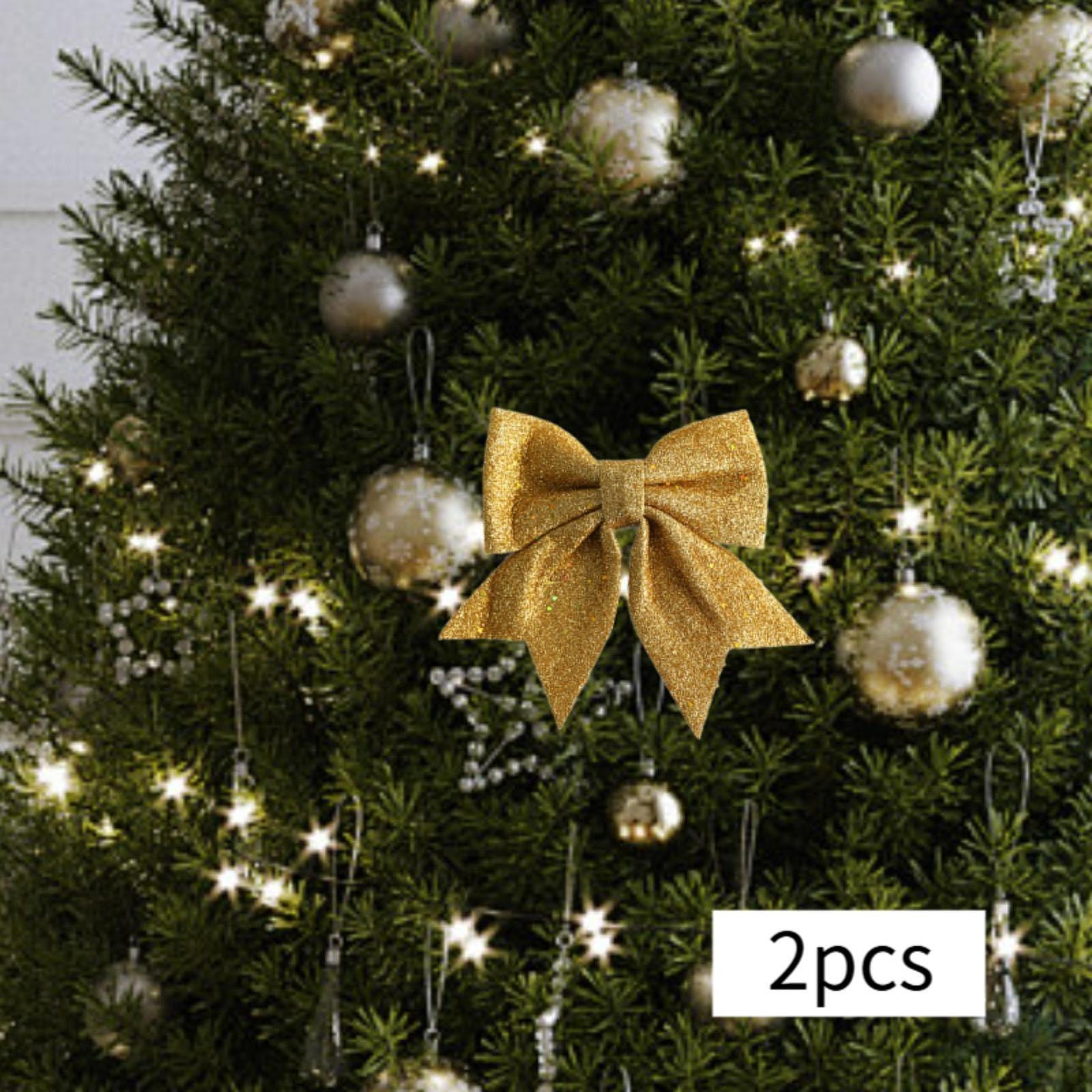 

2 упаковки рождественских бантов для украшения елки и упаковки подарков золотой