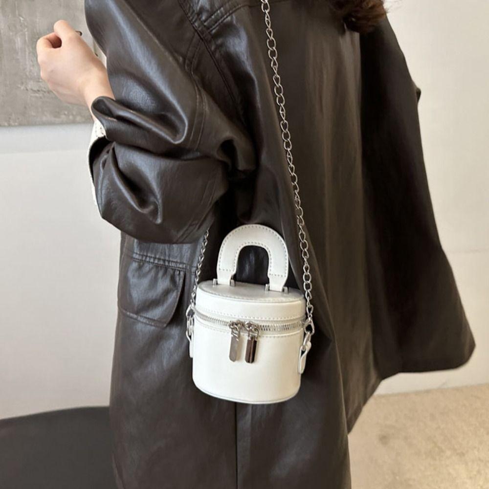 PU Leather Box Crossbody Bag Solid Color Clothes Match Bag Personality Mini Lipstick Bag Girls