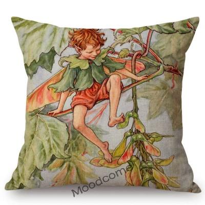 Lovely Cute Infant Baby Children Flower Fairies Floral Boy Girl Cartoon Home Decorative Pillow Case Cotton Linen Cushion Cover