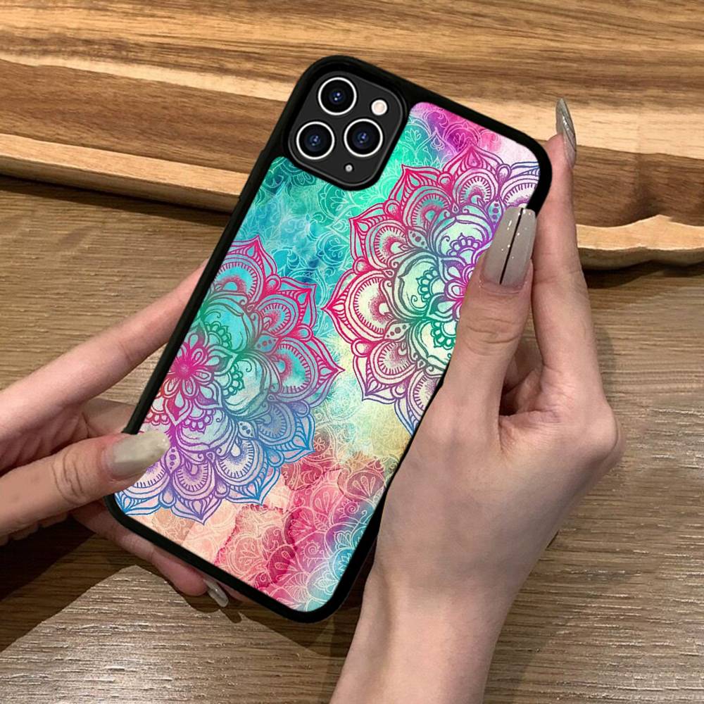 Luxury Art Mandala Phone Case Silicone PC+TPU For For IPhone 11 12 13 14 15 16 Plus Pro Max Cover