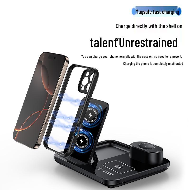 R13 Foldable 3-in-1 Wireless Charger for iPhone, Earbuds, Watch - Fast Charging