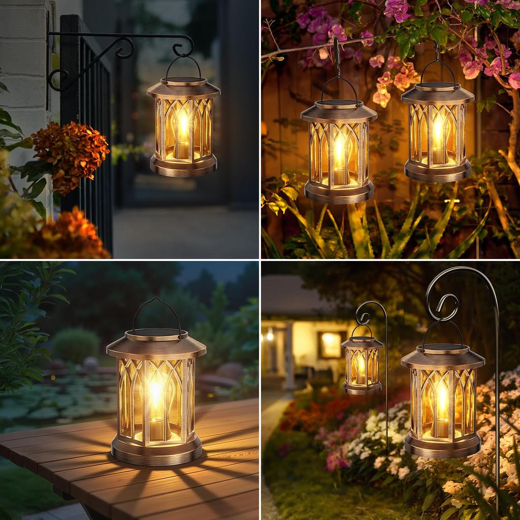 Letmy Solar Lantern, Outdoor Waterproof Garden Light, Stylish LED Lantern with Warm White LED, Dawn Automatic On/Off, Suitable for Gardens, Flower Bed