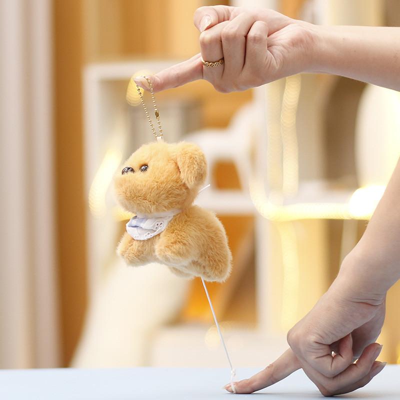 Cute Glasses Dog Plush Toy Keychain Animal Stuffed Doll Backpack Gift Pendant