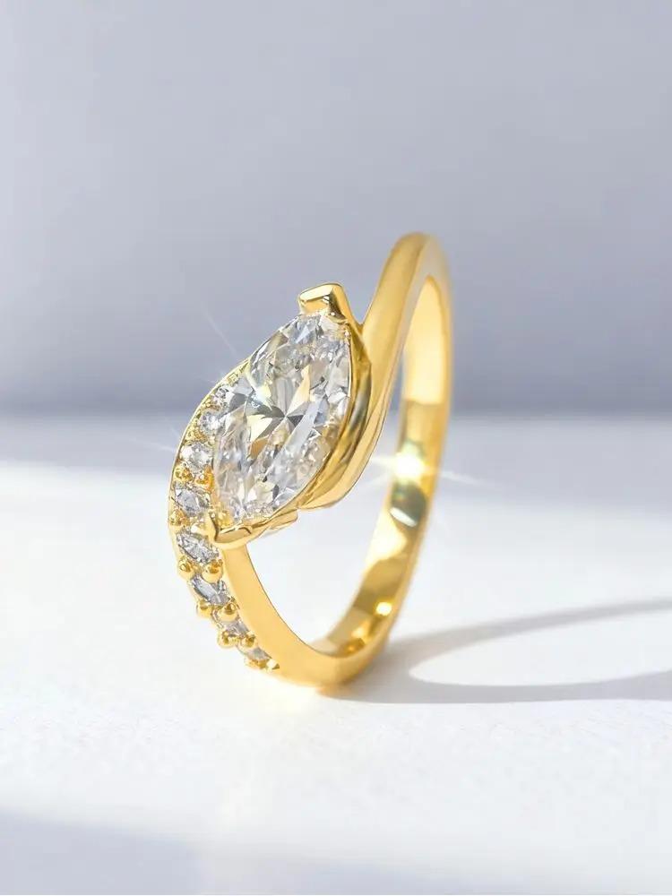 925 Sterling Silver Fashion Luxury Twisted Zircon Marquise Ring For Women Anniversary Engagement Wedding High Quality Jewelry