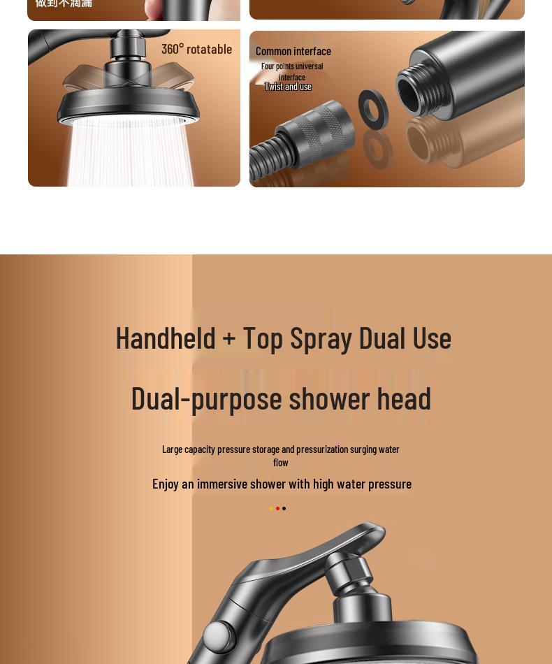 Adjustable Rotatable Shower Head for Small Apartments with Strong Water Flow