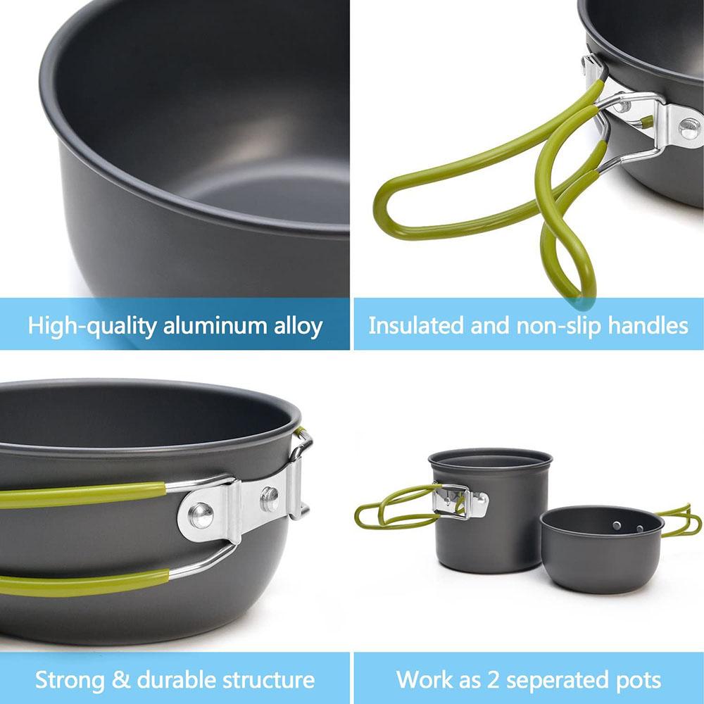 Set da Campeggio Pentola Ultraleggera Set da Pasto Tavola da Cucina da Esterno per Escursionismo Trekking Picnic Pesca Alpinismo