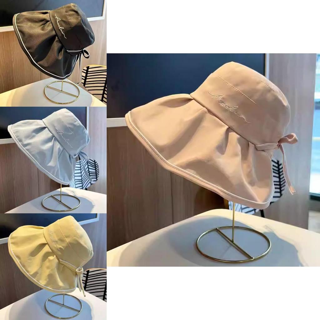 2024 New Fisherman Hat Women's Summer Sun Hat Black Jelly Uv Protection Big Brim Face-shielding Sun Hat