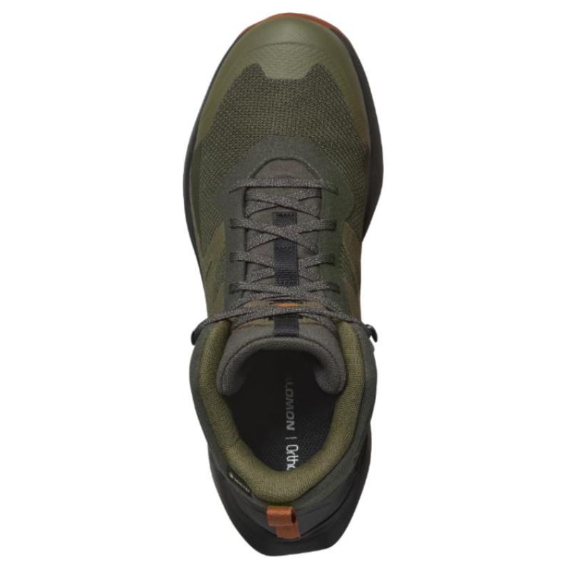 SALOMON Elixir Slip-Resistant Water-Resistant Mid-Top Hiking Shoes Men's Olive Green Sneakers L47560300