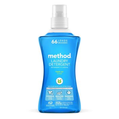 Détergent à lessive concentré Air frais 53,5 oz Détachant à base de plantes 66 lessives HE Standard Sans cruauté Nettoyant liquide