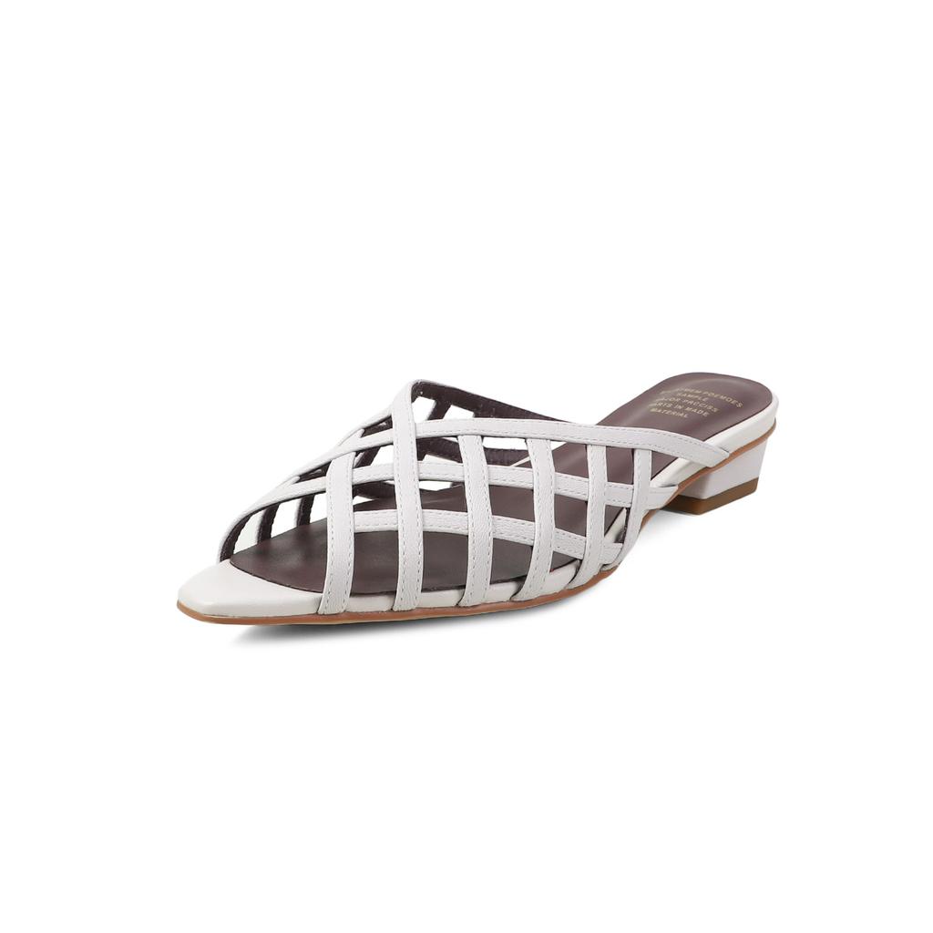 Fashion 2025 Summer Women Genuine Leather Sandals Brand Narrow Slingback Sandals Open Toe Low Heel Shoes Woman Sandalias Slides Women