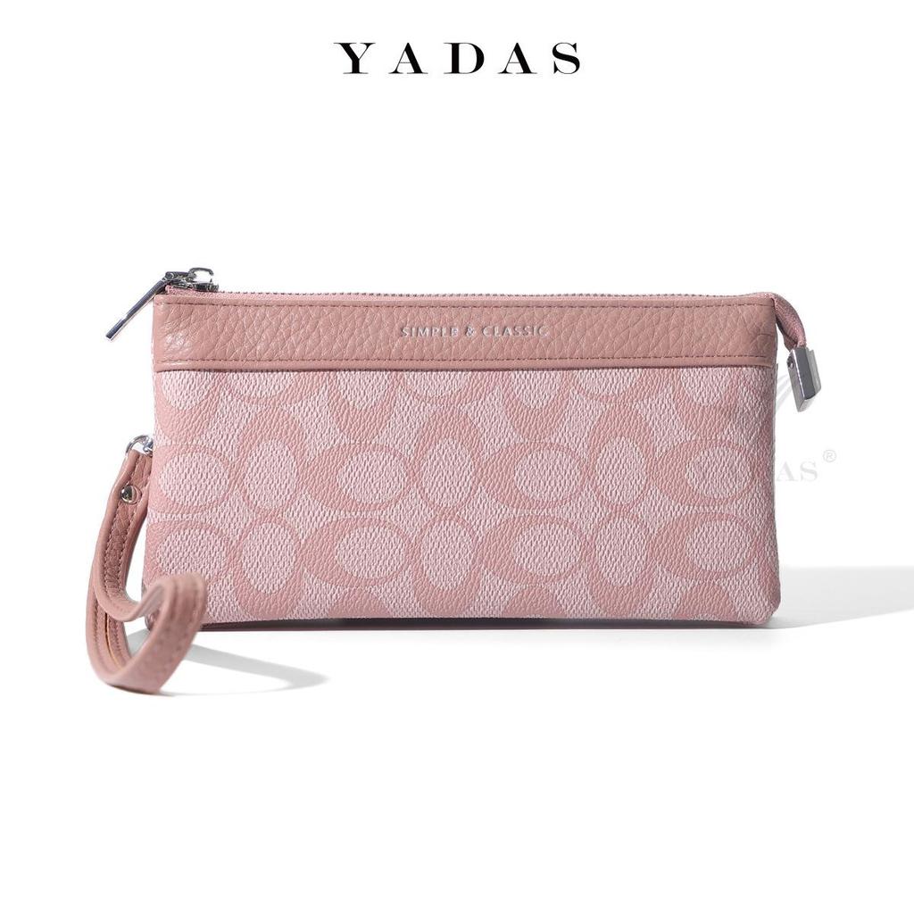 YADAS Ladies' Classic Oval Print Zipper Wristlet Bag - PU Leather