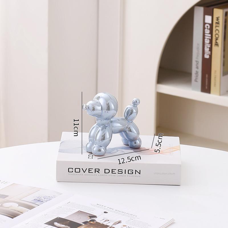 12.5cm Mini Ceramic Poodle Abstract Ornament Creative Sculpture Study Room Statue Home Office Accessories Festival Decoration