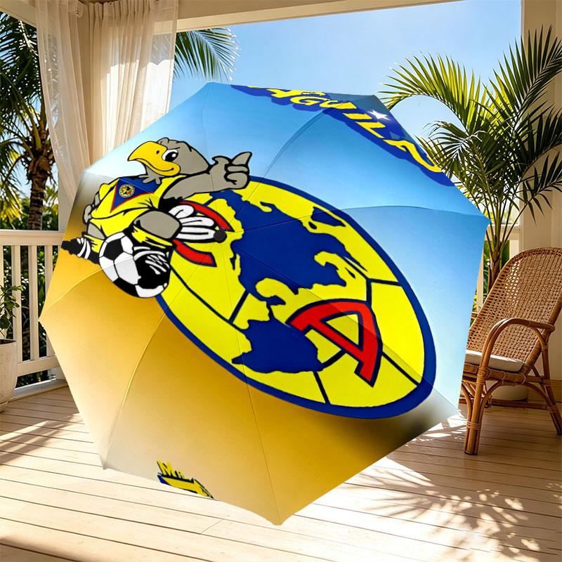 Club America Print Automatic Open Close Umbrella, Portable Foldable Umbrella, for Outdoor Commute Camping Trip, Ideal Birthday Gift