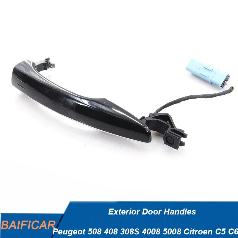 Baificar Black Exterior Door Handles Outside Handle With Sensor Key Hole For Peugeot 508 408 308S 4008 5008 Citroen C5 C6 Front Left