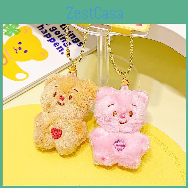 Jinnew Cream Original Bear Plush Keychain In Brown And Pink For Sweethearts Gifts