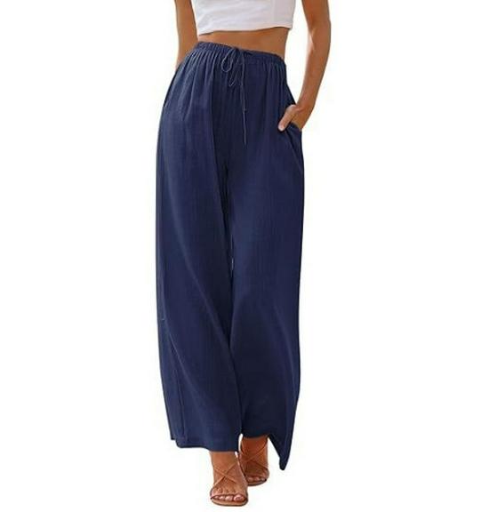 2024 Women's Casual Loose Drawstring Wide-Leg Pants for Spring and Autumn