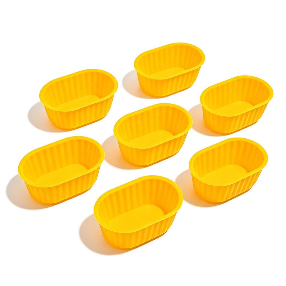 7Pcs Silicone Oval Cake Molds Muffin Cupcake Reusable Bread Cake Toast Pan Cake Moulds Baking Molds Tools Decorating Tools