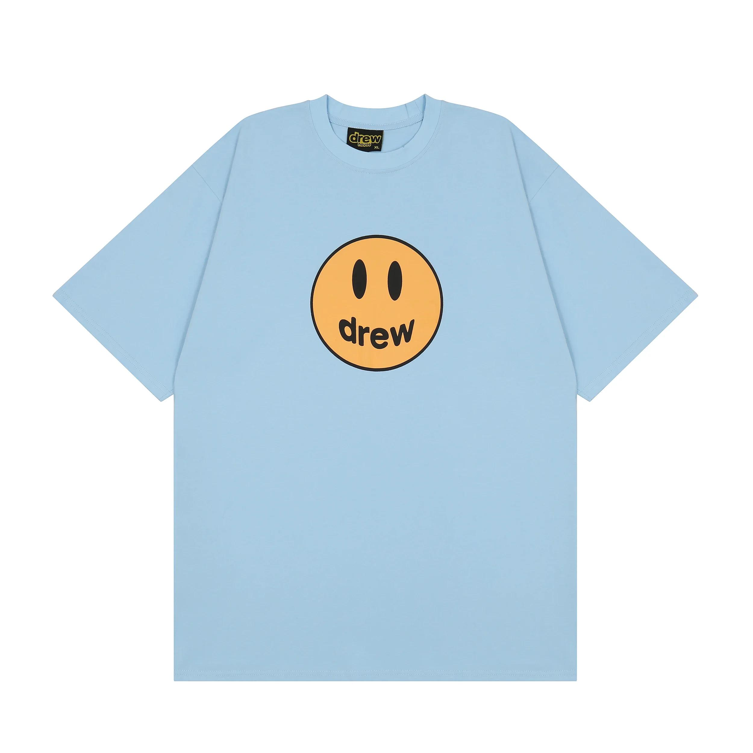 

Бренд Drewhouse Drew Унісекс Футболка Зі Смайликом Принт Короткий Рукав Бавовна Для Пари Американський Вуличний Футболка Топ Оверсайз XL