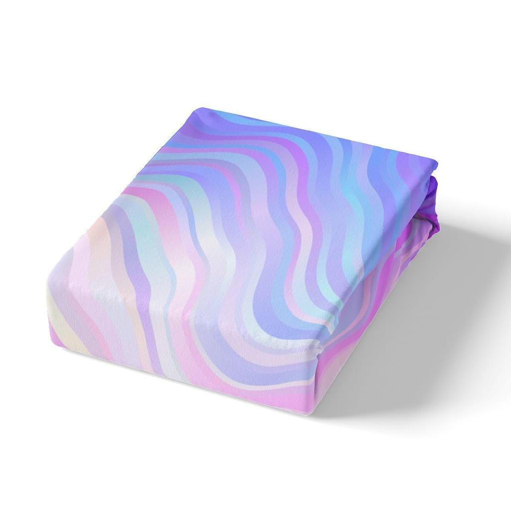 Simple And Gradual Change Purple And Blue Mattress Three-Piece Digital Printing Mattress Bedding Set Adult Children