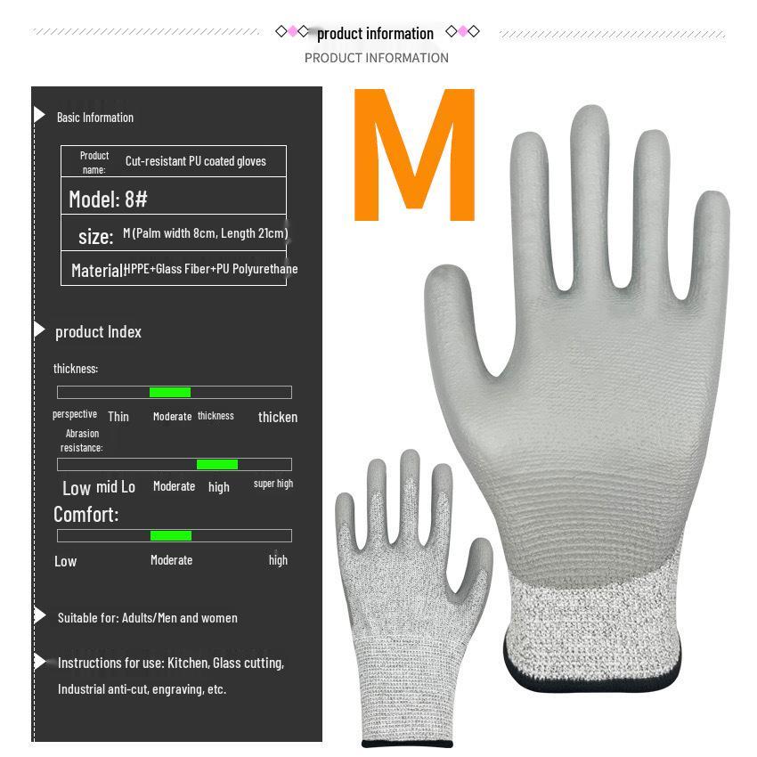 Cut-Resistant Level 5 Industrial Protection Gloves - Scratch and Wear-Resistant Safety Gear