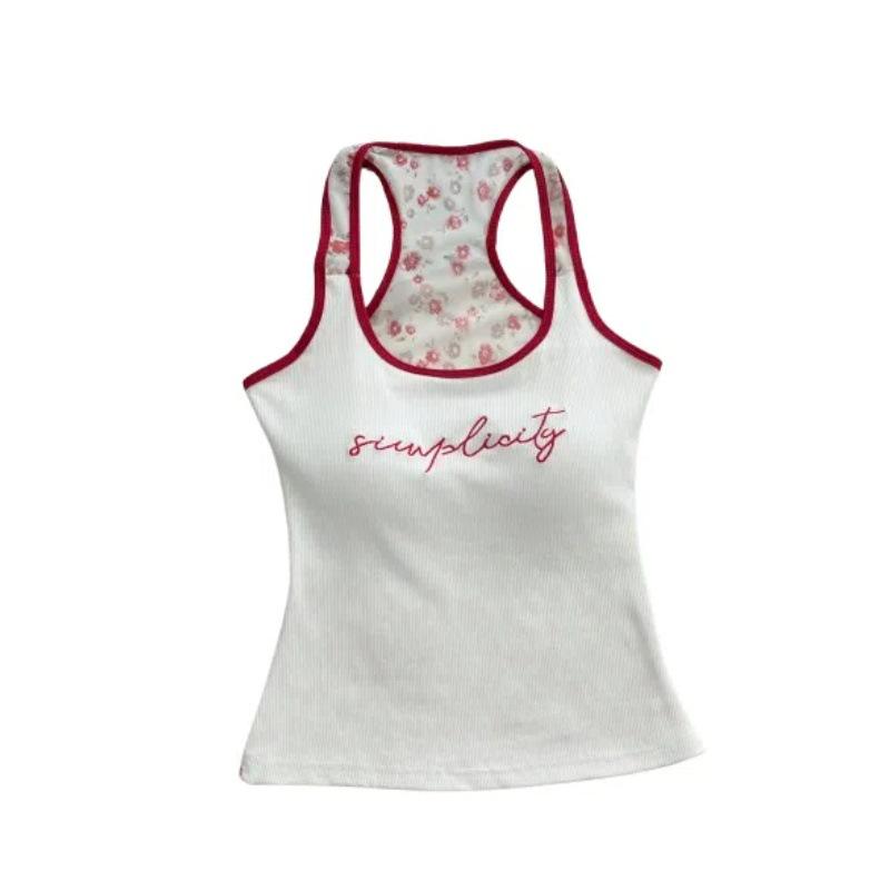 Damen American Spicy Girl Mesh Tanktop mit Brustpolster - Schlanke Sommerbekleidung