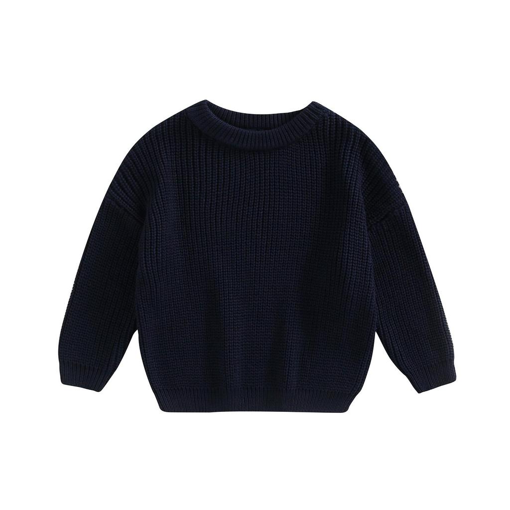 Kleinkind Baby Rundhals Pullover 3M 6M 9M 12M 18M 24M 3Y 4Y 5Y Langarm Einfarbig Lose Gestrickte Pullover