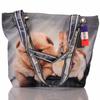 Strandtasche mit Hund und Kaninchen Motiv