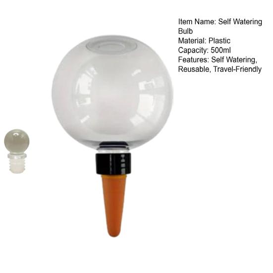 Self Watering Bulb, 500ml Transparent Automatic Plant Irrigation Ball, Holiday Plant Watering Bulb with Lid for Indoor