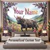 Highland Cow (202) Theme Personalized Tapestry Custom Name Text Wall Hanging Tapestry Home Background Decoration