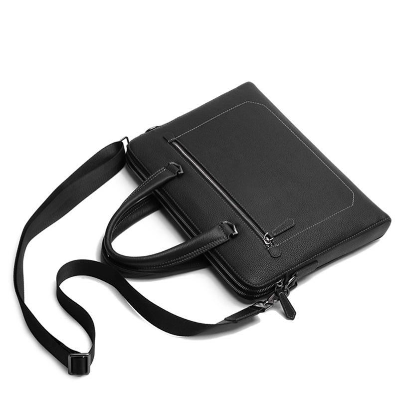 Men Large Capacity Genuine Leather Briefcase Business Handbag Crossbody Shoulder Messenger Bag