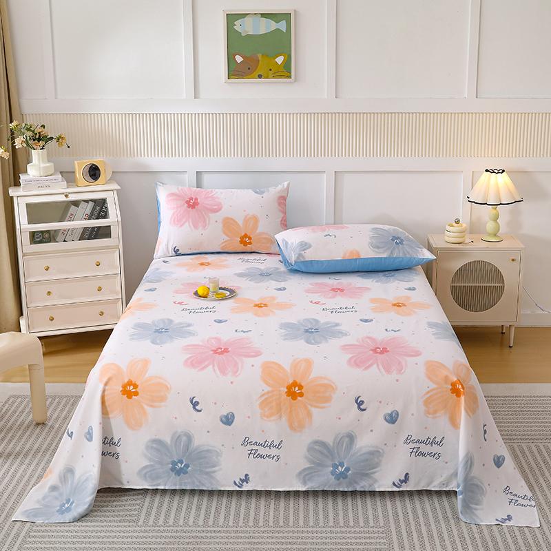 Cotton Bed Flat Sheet designed for Double Bed Plain Solid Color Top Sheets Single/Queen/King Flat Bedsheets Household Bed Linen Sheets
