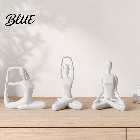 Contemporary Interior Accents 3Pcs Abstract Yoga Figure Sculpture Set Hollow Dancer with Glossy