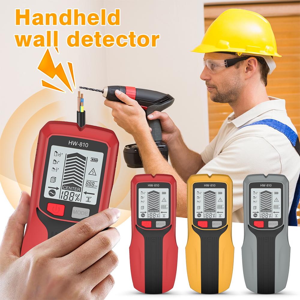 HW-810 Handheld Wall Metal Detector Multifunctional 6 in 1 Wall Stud Finder Wood Pipes AC Wire Metal Depth Tester Wall Scanner