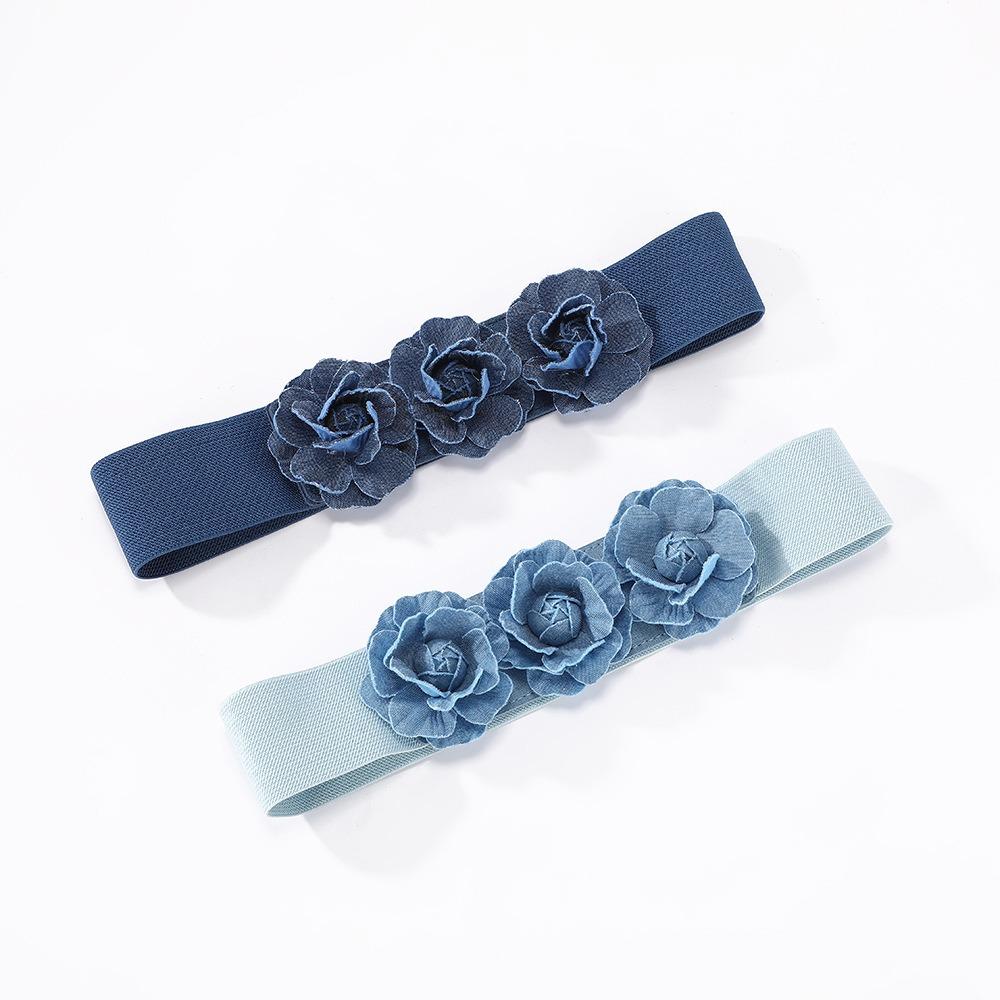 Cintura Larga 5cm per Abito Fibbia Blu Cintura in Vita Moda Cintura Elastica Uso Quotidiano