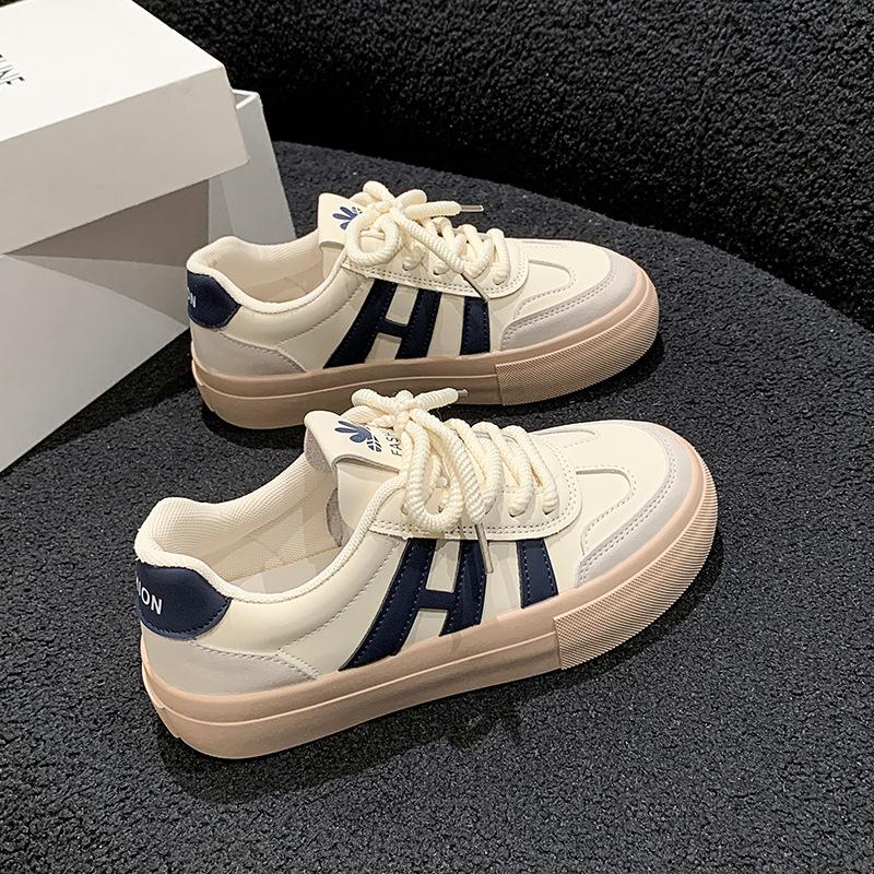 thick-soled German training shoes, spring and autumn white shoes for women's  new student versatile casual lace-up popular sports board shoes