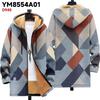New jacket: multi-colored pattern elements, zipper hooded cardigan, thickened winter fleece padded clothes, yellow lining, trendy cotton clothes