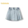 Balabala Girls' Cotton Denim Pleated Mini Skirt