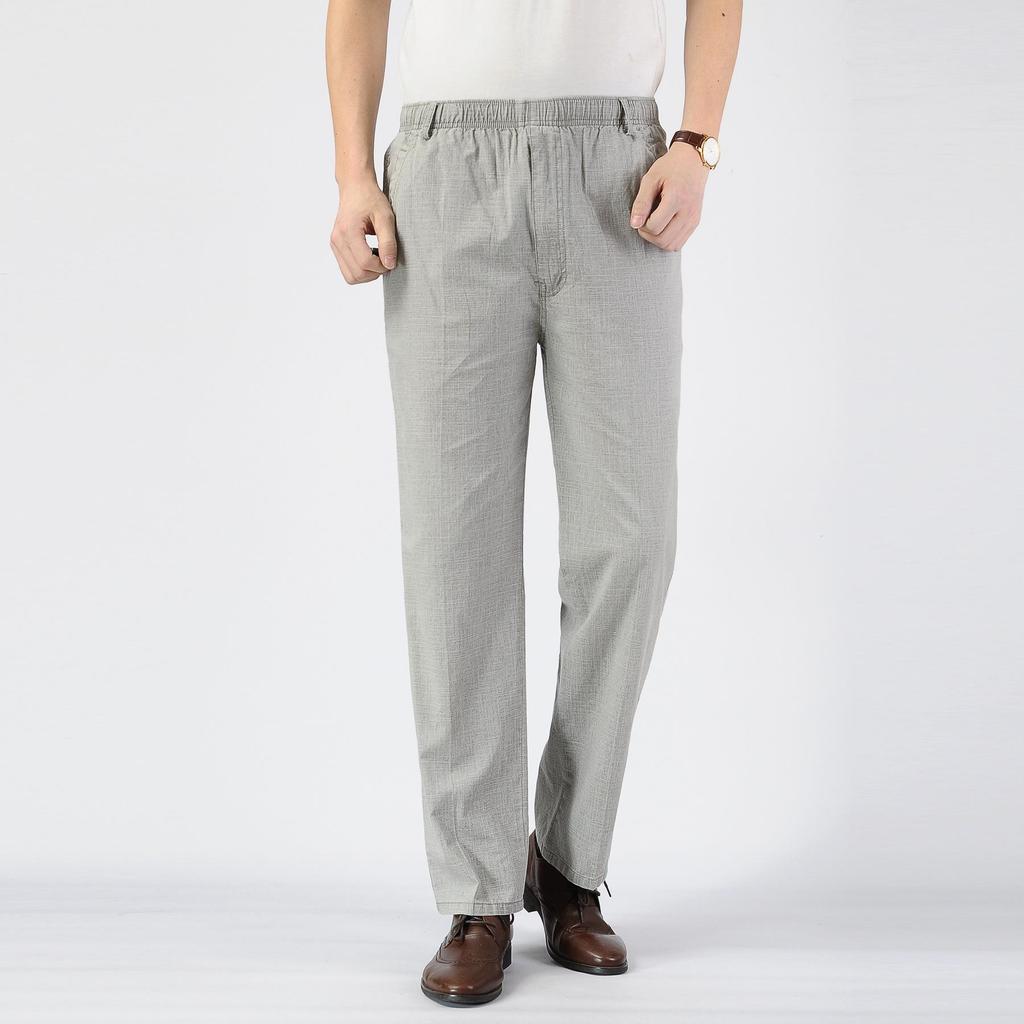 Pánské podzimní letní bavlněné lněné tenké ležérní kalhoty přírodní vysoký pas lněné prodyšné volné pánské kalhoty