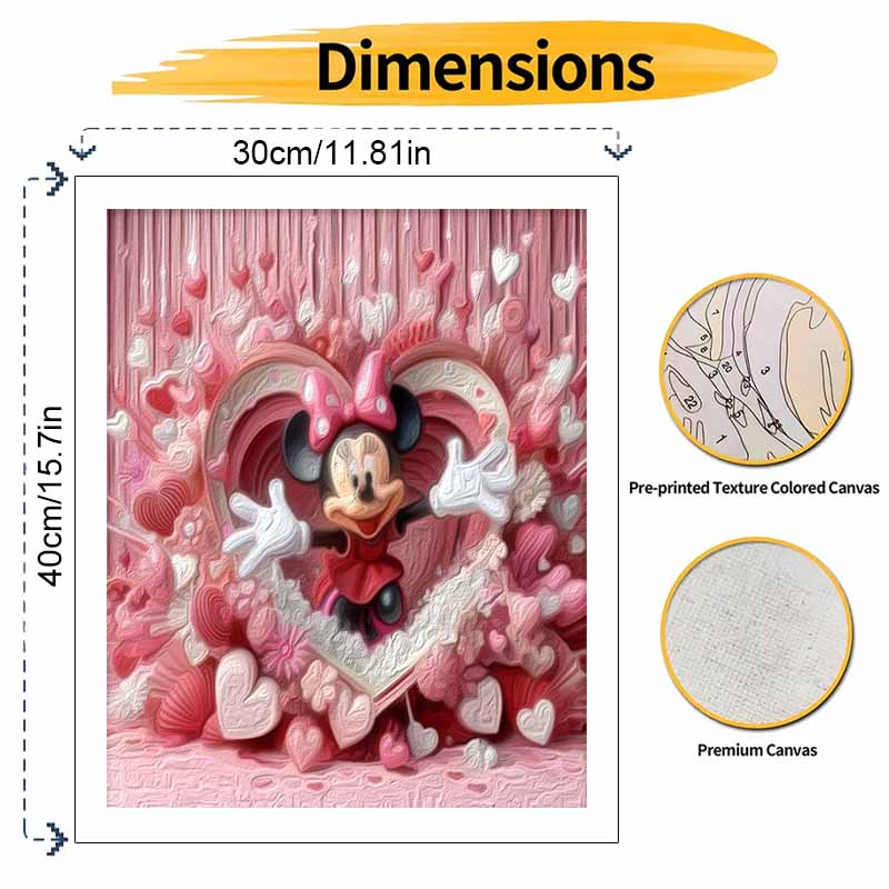 Disney Minnie Mouse Pink Heart Oil Painting Art Painting Kit Handmade Diy Gift Home Decoration Wall Art Craft Valentines Day Decor
