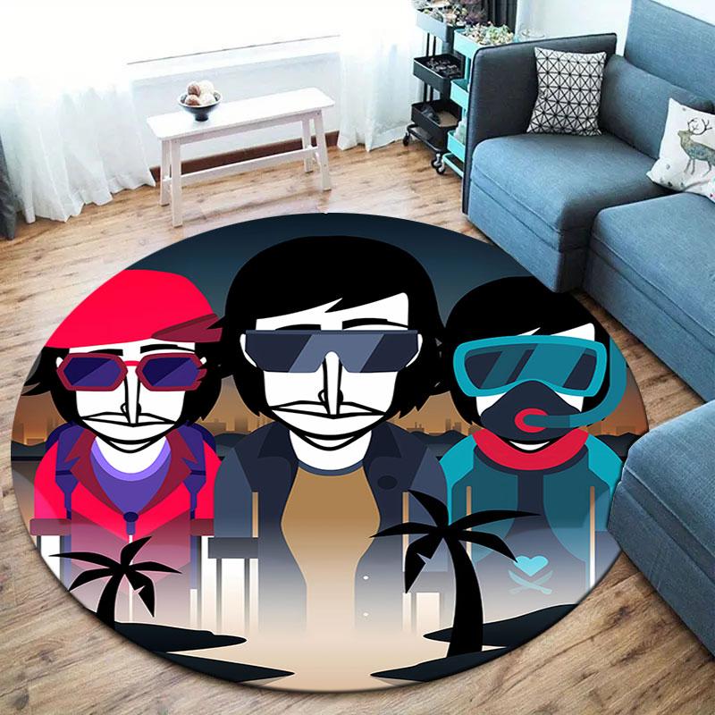 Incredibox Round Area Rug,Carpet Rug for Living Room Bedroom Sofa Playroom Decor,Non-slip Floor Mat