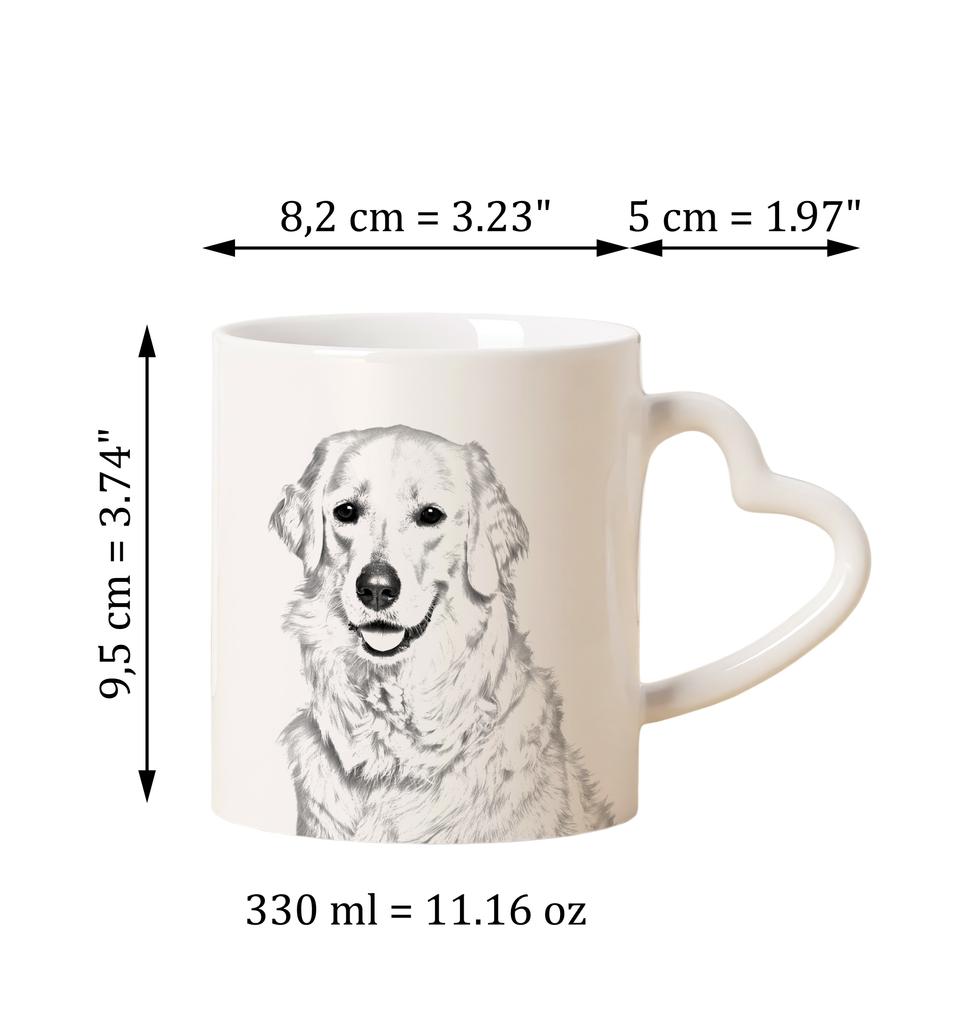 Kuvasz - cup with a dog, adorable cup with a heart-shaped handle, universal gift from the Art-Dog brand